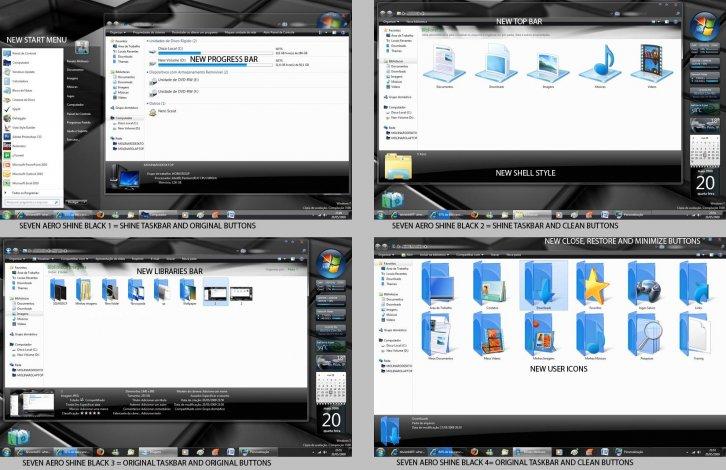 Aero Shine Black Seven - Темы для Windows 7