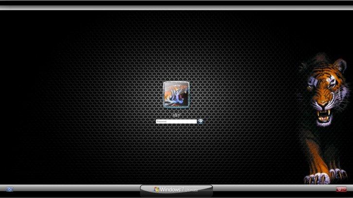 Tiger Black Glass W7 Logon - Экран приветствия Windows 7