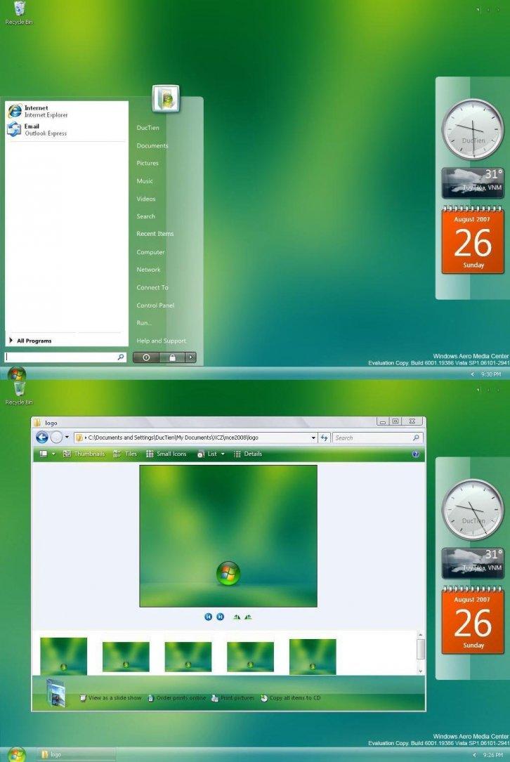 Aero Media Center 2008 For XP - Темы для Windows Vista