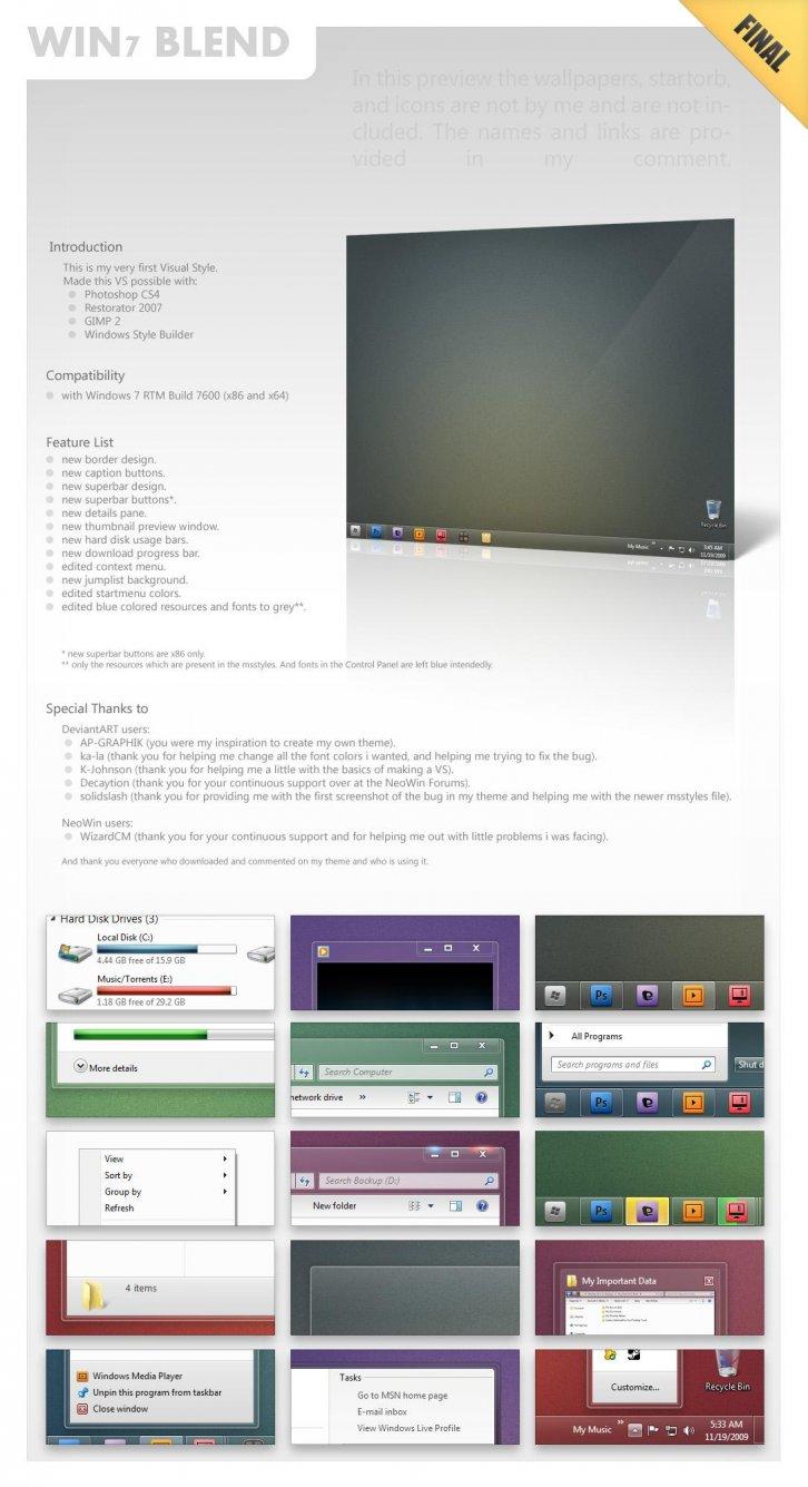 Win7-Blend for Windows 7 v1.8 - Темы для Windows 7