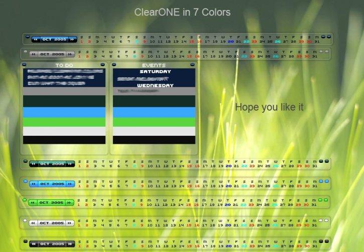 Clear ONE in colors - Скины для Rainlendar