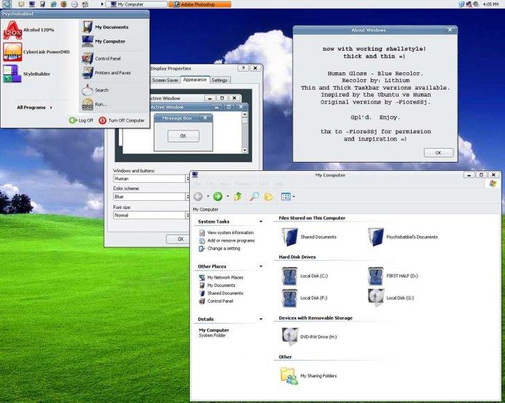 human for windows, blue - Темы для Windows XP
