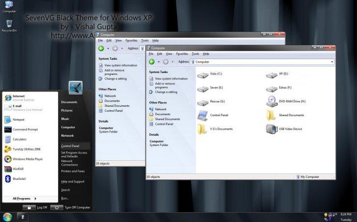 Win7ows black theme - Темы для Windows XP