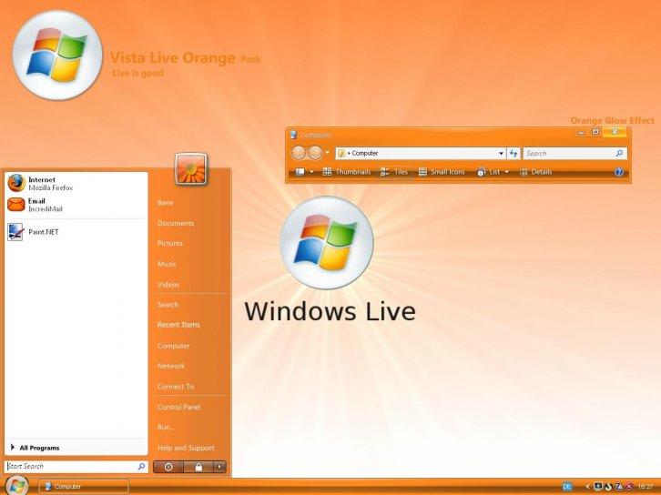 Vista Live Orange - Темы для Windows XP