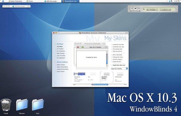 Mac OS X Panther - Темы WindowBlinds