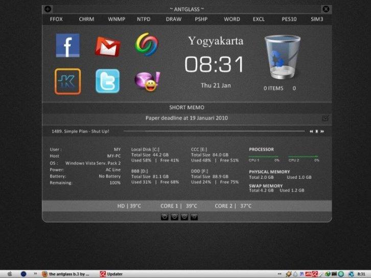 antglass3 - Rainmeter Скины Темы