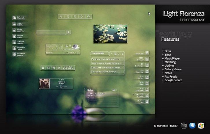 Light Florenza Rainmeter - Rainmeter Скины Темы