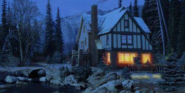 3D Snowy Cottage Full