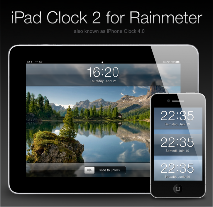 iPad Clock 2 for Rainmeter - Rainmeter Скины Темы