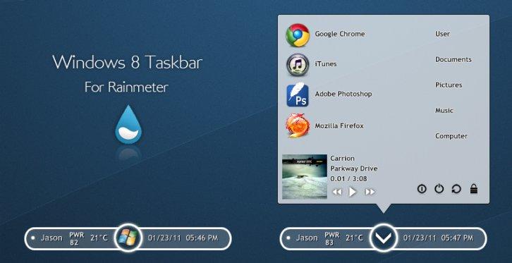 Windows 8 Taskbar RM - Rainmeter Скины Темы