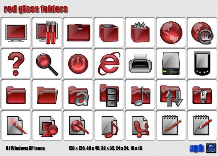 Red glass folders - Иконки IconPackager