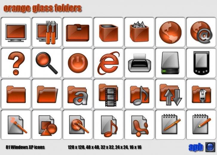 Orange Glass Folders - Иконки IconPackager