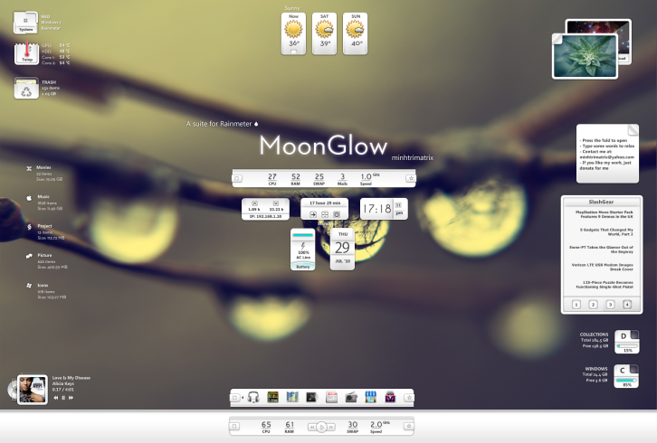 MoonGlow - Rainmeter Скины Темы