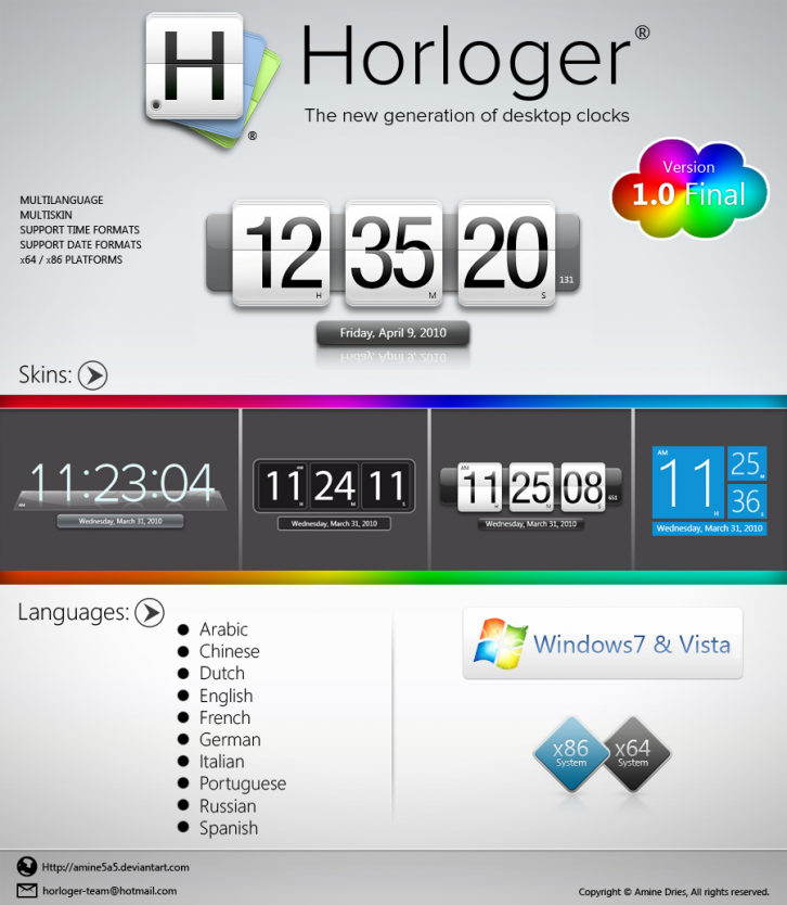 Horloger 1.0 Rus - Системные Часы Таймеры Будильники