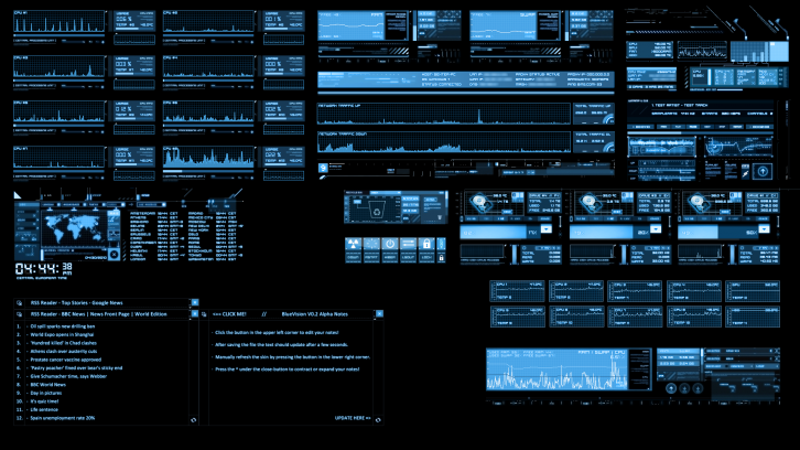 BlueVision V0.2 Alpha - Rainmeter Скины Темы