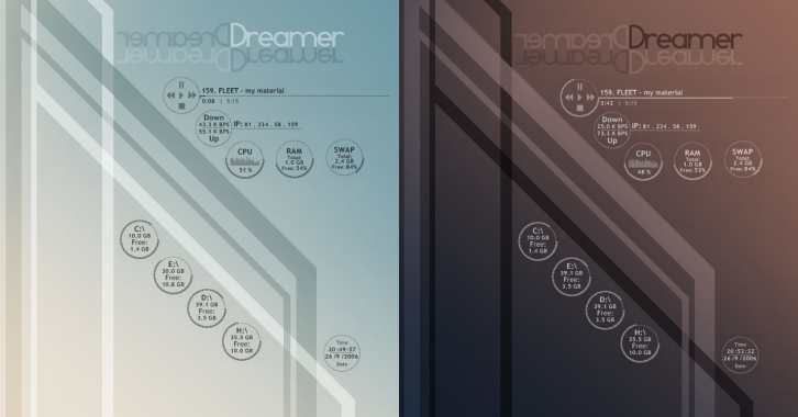 Dreamer Anywhere - Rainmeter Скины Темы