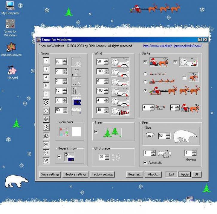 Snow for Windows 2011 - Скринмейты на рабочий стол