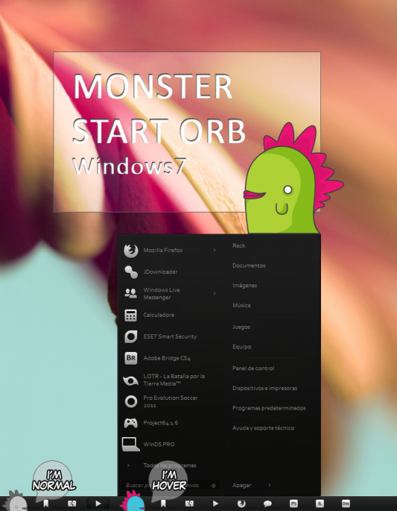 Monster Start Orb - Кнопка ПУСК темы