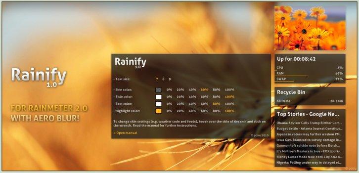 Rainify 1.0 Final - Rainmeter Скины Темы