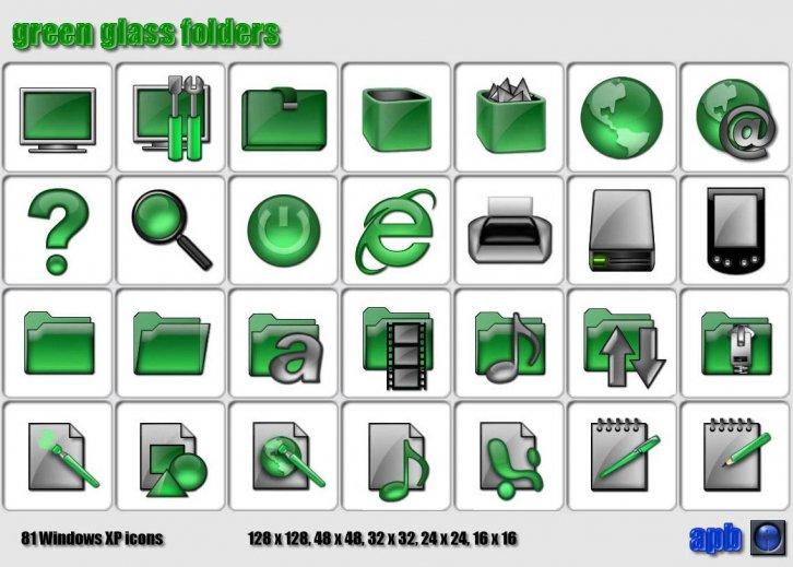 Green glass Folders - Иконки IconPackager