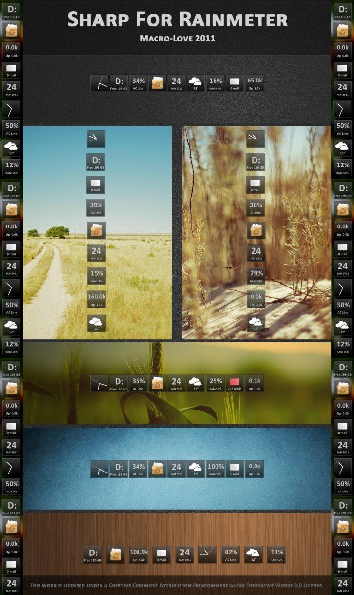 SHARP SUITE for RAINMETER - Rainmeter Скины Темы