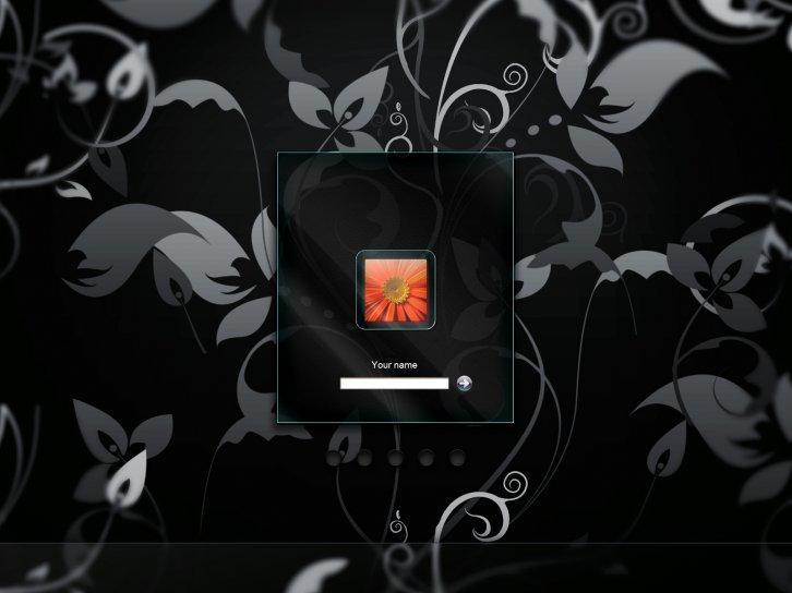 Logon Floral Black - Экран приветствия Windows 7