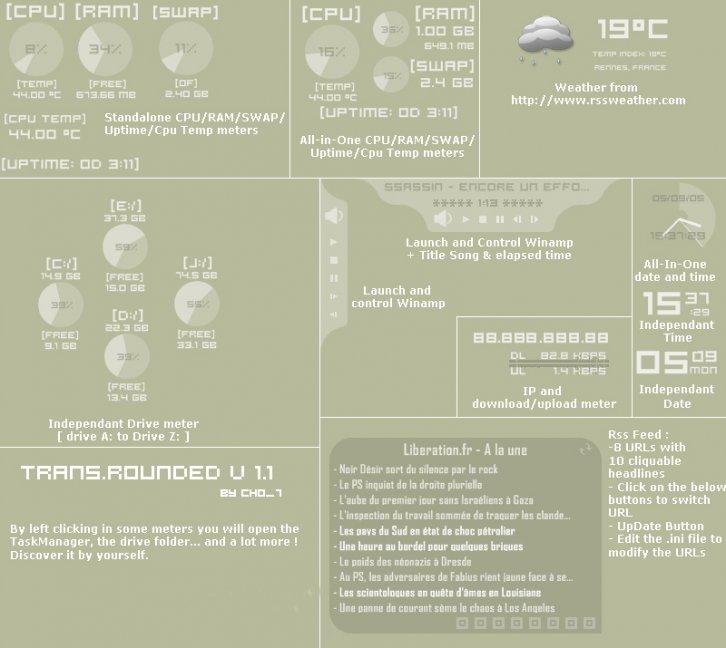 TransRounded - Rainmeter Скины Темы