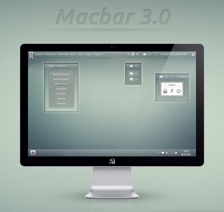 MacBar 3.0 en - Rainmeter Скины Темы