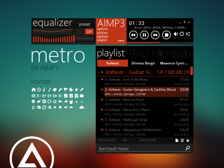 metro skin for AIMP3 - AIMP Скины Обложки
