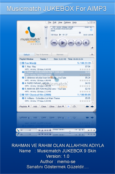 Musicmatch Jukebox 9 Skin for AIMP3 Player - AIMP Скины Обложки
