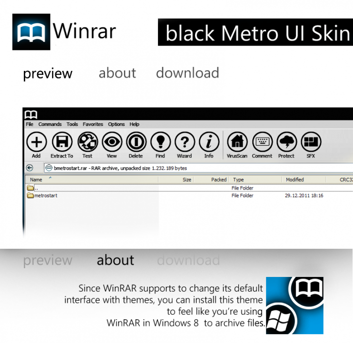 Black Metro Winrar - WinRAR Скины Темы