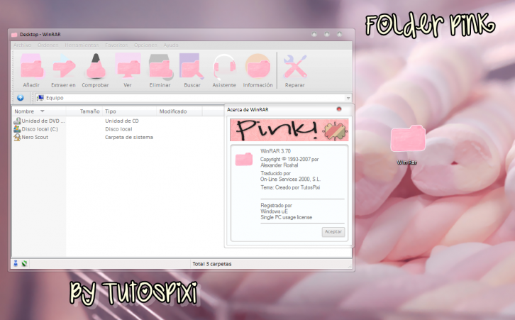 Tema Win Rar Folder Pink - WinRAR Скины Темы