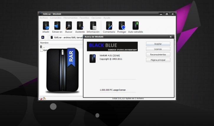 Winrar Skin Black Blue - WinRAR Скины Темы