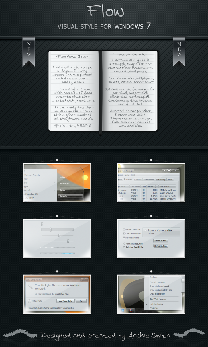 Flow visual style - Темы для Windows 7
