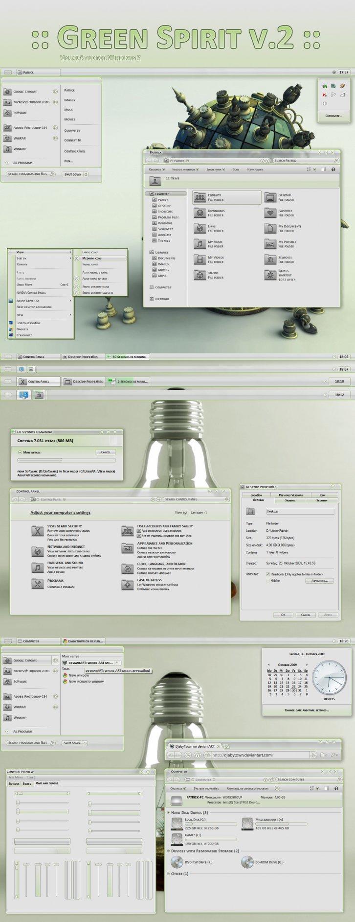 Green Spirit v.2 - Темы для Windows 7