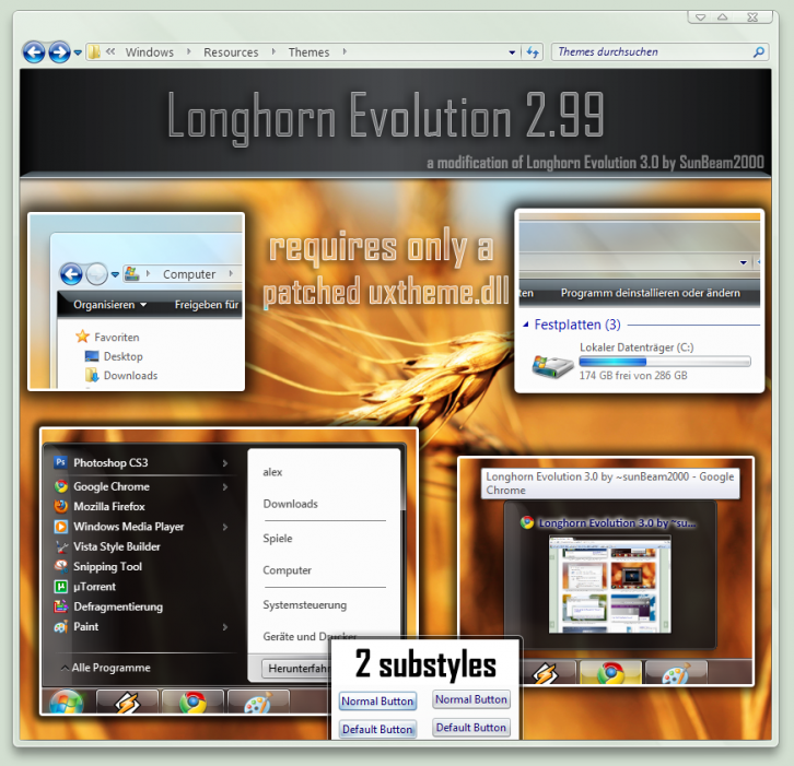 Longhorn Evolution 2.99 - Темы для Windows 7