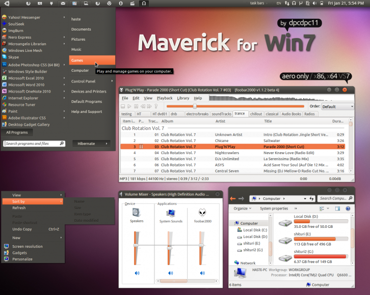 Maverick for Win7 - Темы для Windows 7