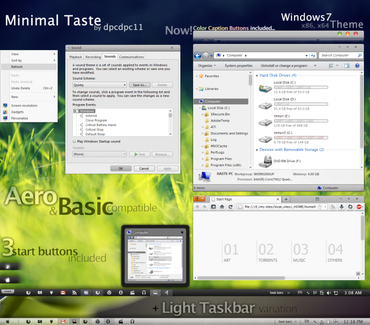 Minimal Taste for Windows7 - Темы для Windows 7