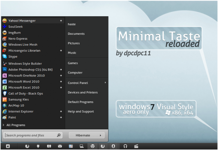 Minimal Taste Reloaded for W7 - Темы для Windows 7