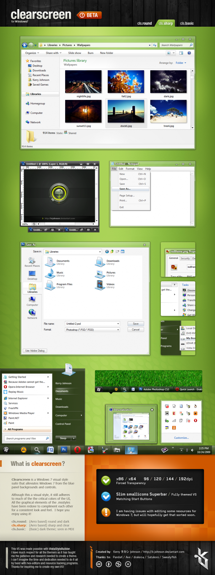 Clearscreen Sharp for Windows7 - Темы для Windows 7