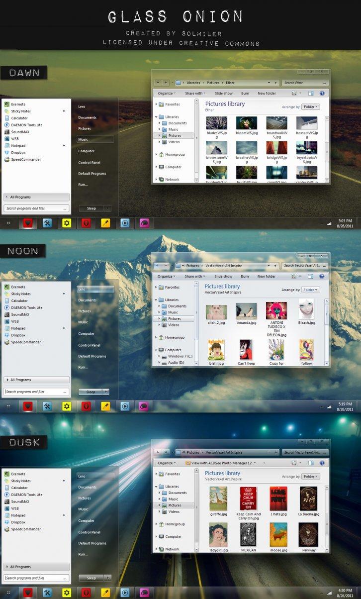 Glass Onion for W7 - Темы для Windows 7