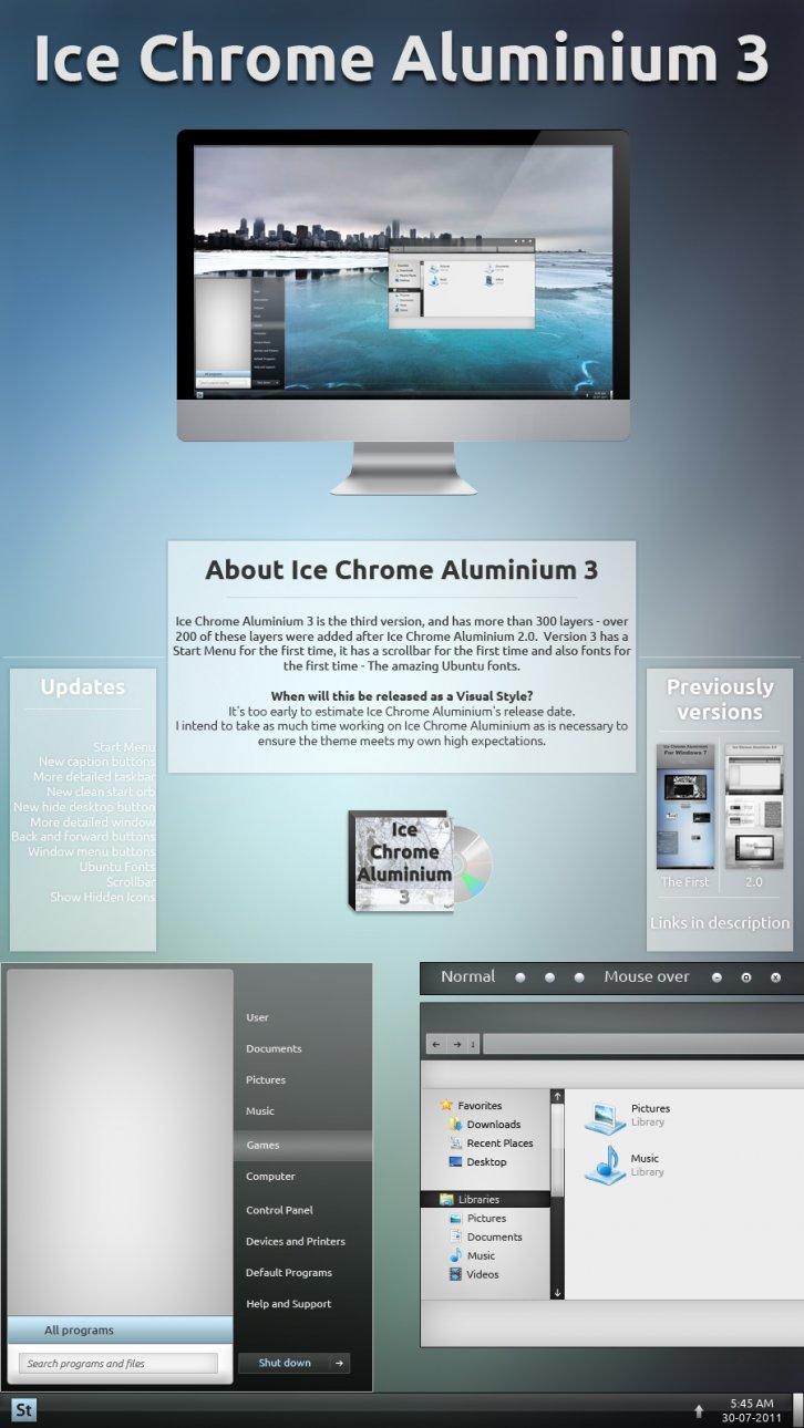 Ice Chrome Aluminium 3 - Темы для Windows 7