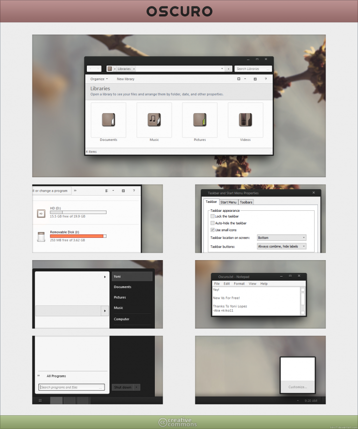 Creative Oscuro - Темы для Windows 7