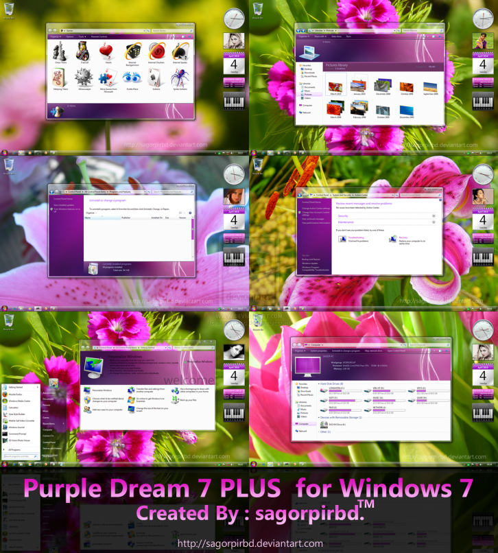 Purple dream 7 plus for Windows 7 - Темы для Windows 7