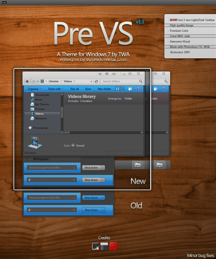 Preblack VS 1.1 - Темы для Windows 7