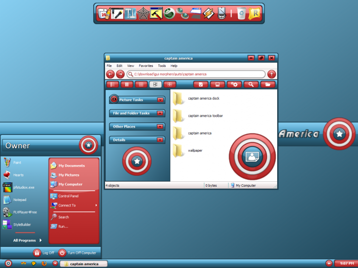 Captain America - Темы для Windows XP