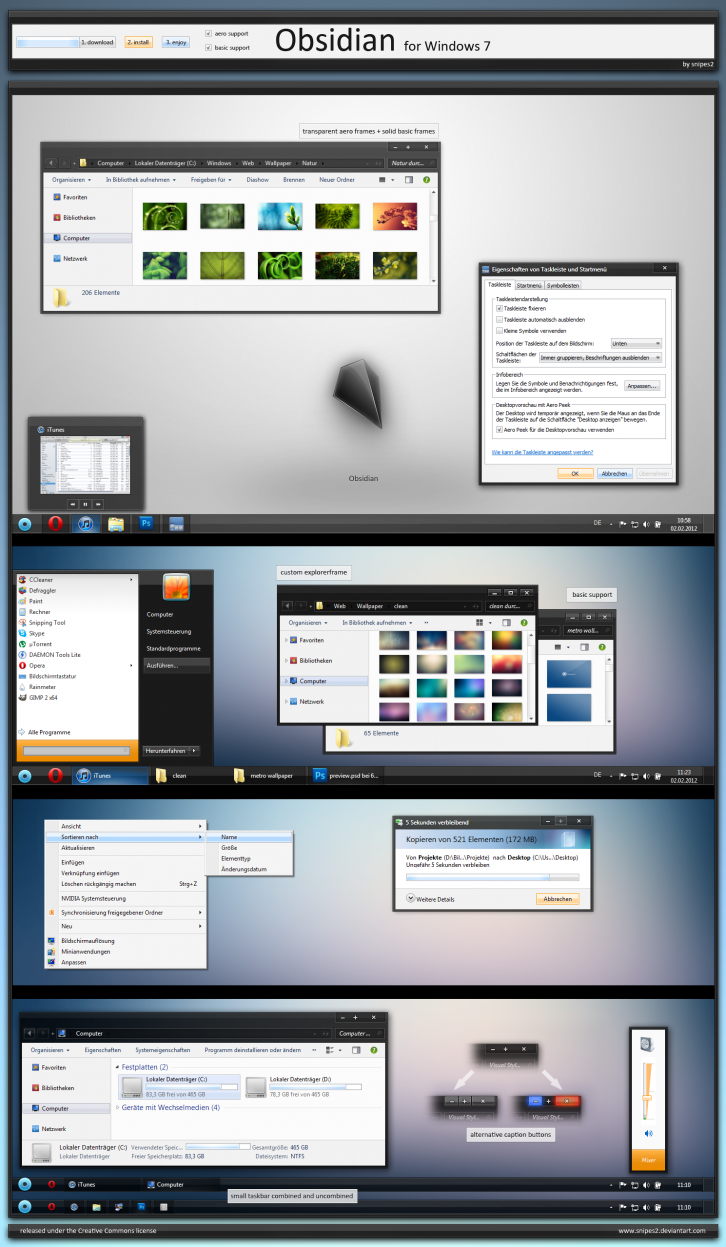 Obsidian - Темы для Windows 7