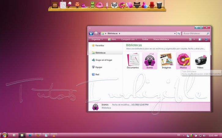 Vista pink - Темы для Windows 7