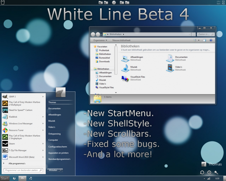 White Line Beta 4 - Темы для Windows 7