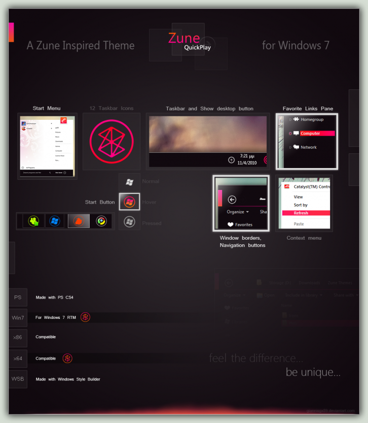 Zune QuickPlay - Темы для Windows 7